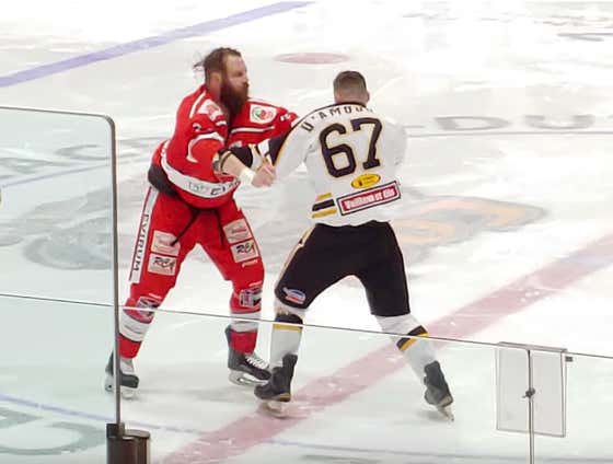 Hockey Game Starts Off With Four (4!!!) Straight Fights
