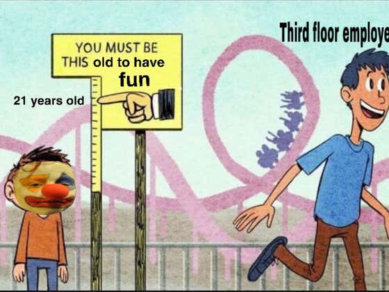 How will being 19 years old affect me at the Barstool holiday party tonight?