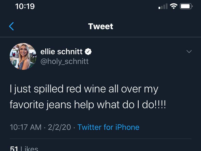 Helping Ellie How To Get Red Wine Out Of Jeans Barstool Sports