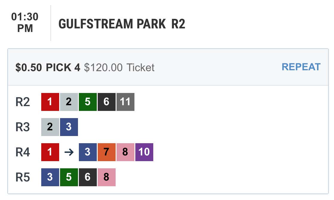 BlackJack and Lo Duca's Gulfstream Pick Four