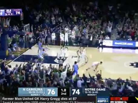 Notre Dame with a game winning three to bust UNC +170 ML bettors. Also saves a UNC +4 sweat in OT.