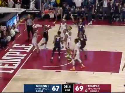 UCONN hits the late shot to force OT and keep +1.5 alive against Temple