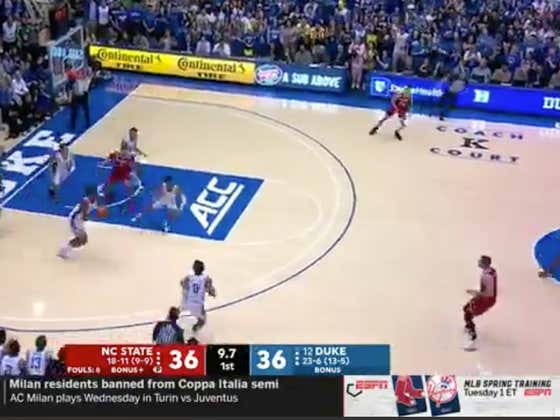 NC State fouls in the final seconds and Duke nails both free throws to hit the 1H over (73.5) and take a 38-36 lead into halftime