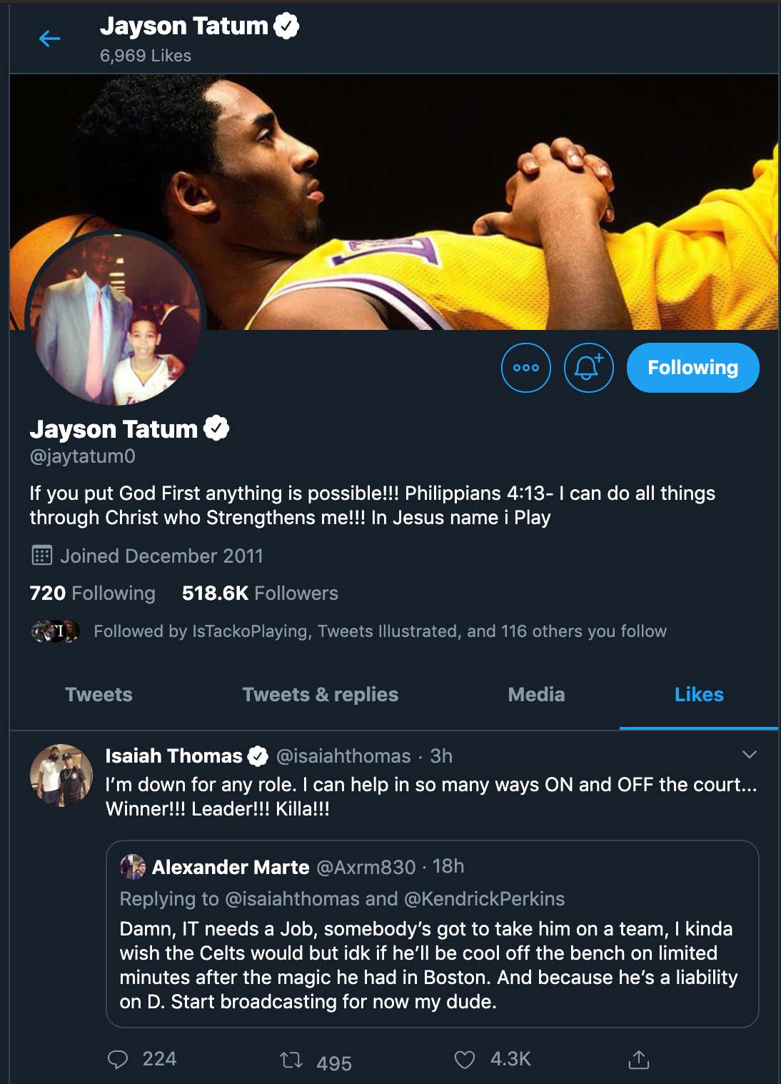 Is Jayson Tatum Trying To Tell Us Something With His Twitter Likes