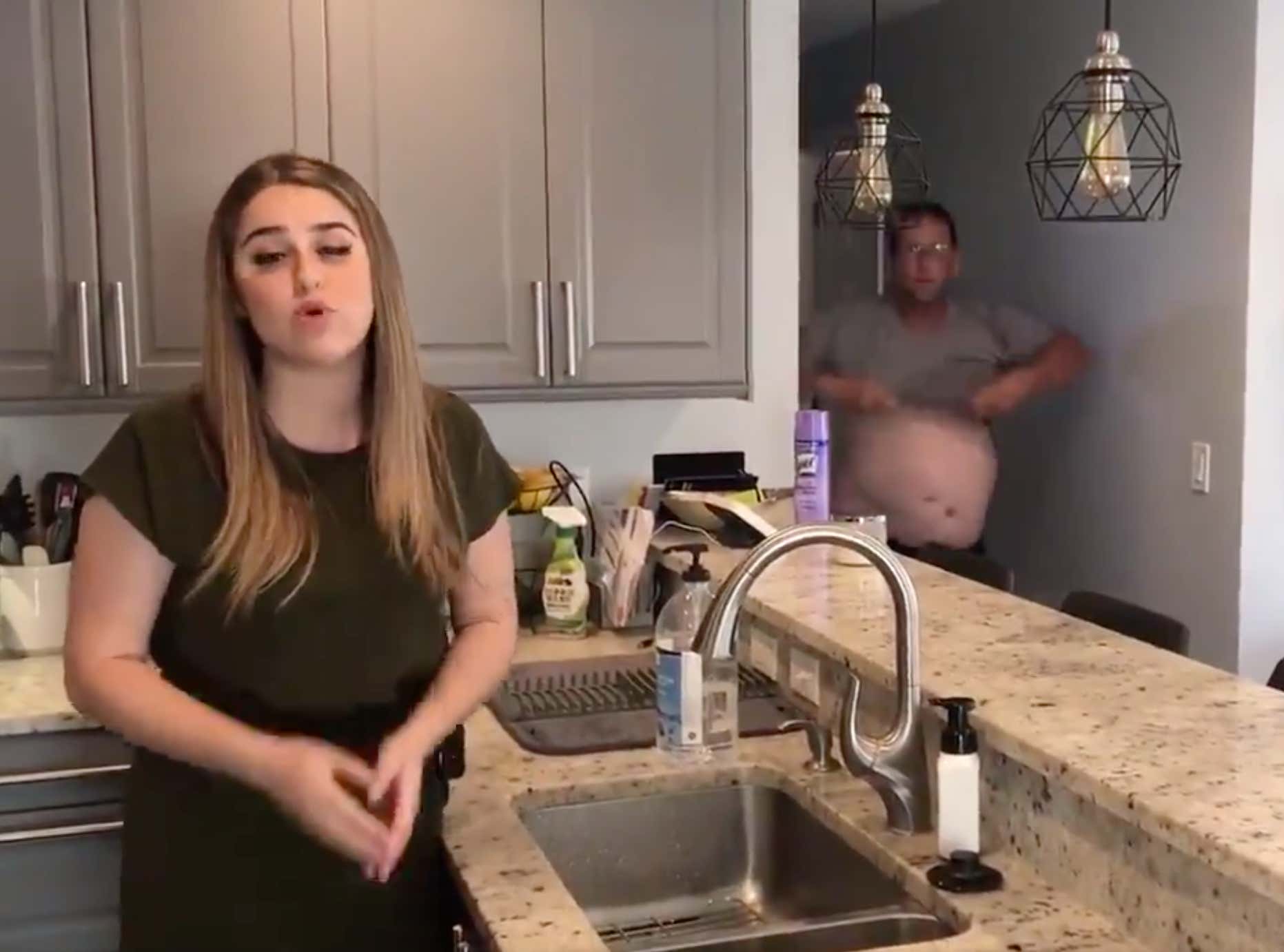 Daughter Scolds Shirtless Dad After He Wanders Into Her WorkFromHome