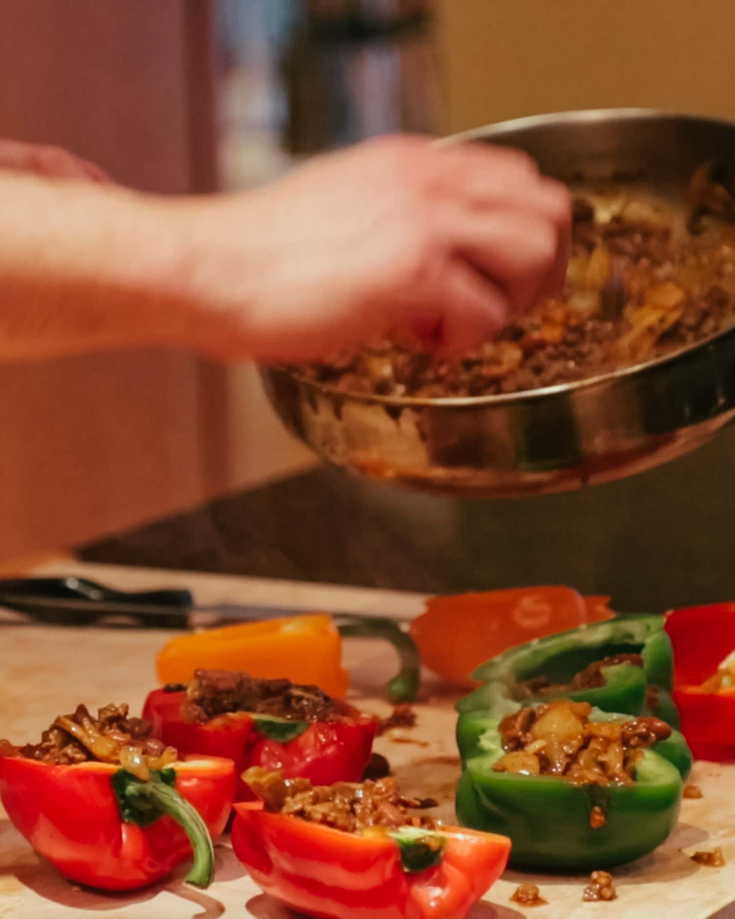 The Quarantine Cook: Chili Stuffed Peppers