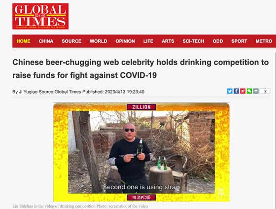Barstool's Hit New Drinking Competition Featured in the Official Newspaper of the Chinese Communist Party