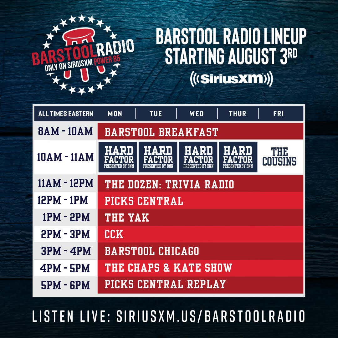 Picks Central Returns to SiriusXM August 3 Barstool Sports