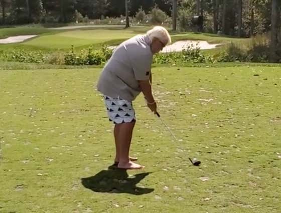 John Daly Is Still Out Here Drilling Holes-In-One Barefoot