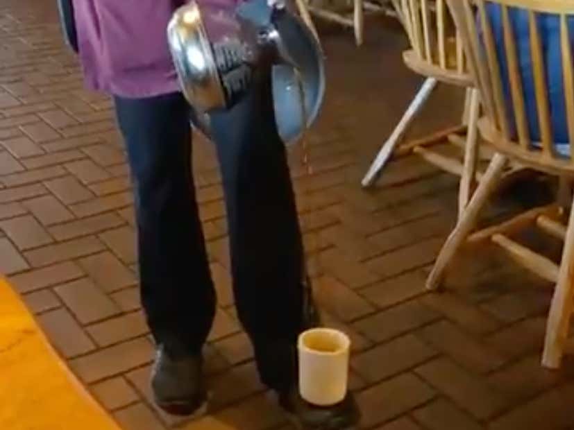 Cracker Barrel Waitress Pours Coffee Like The Stars On Her Apron Make