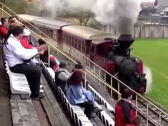 A Damn Train Driving Through A Soccer Stadium In The Middle Of The Game Is One Of The Wildest Things I've Seen In Sports