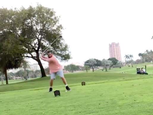 Adam Sandler Celebrated The 25th Anniversary Of Happy Gilmore By Absolutely SMASHING A Golf Ball Happy Gilmore Style