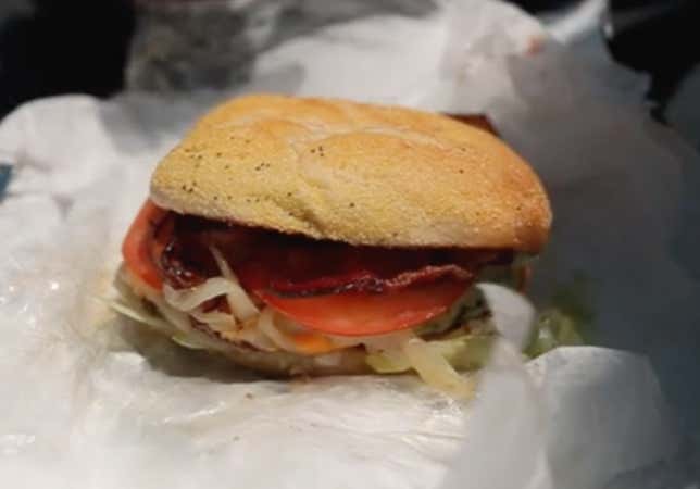 A GIGANTIC Burger On A Legitimate Deli Roll Was Surprisingly Beyond Tasty