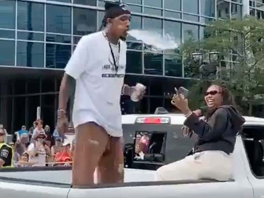 The Bucks Parade Is Off And We Already Have Brandon Jennings Going Wild And A Bus Driver Not Giving A Damn