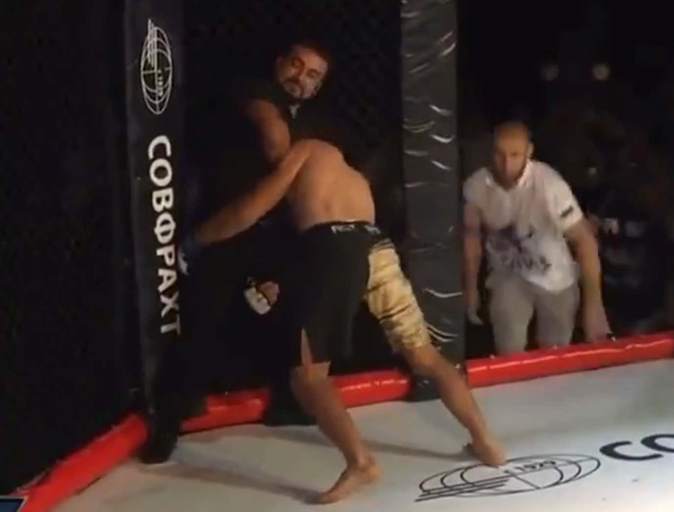 Referee Chokes Out Fighter Trying To Take Him Down After Getting KO'd Barstool Sports