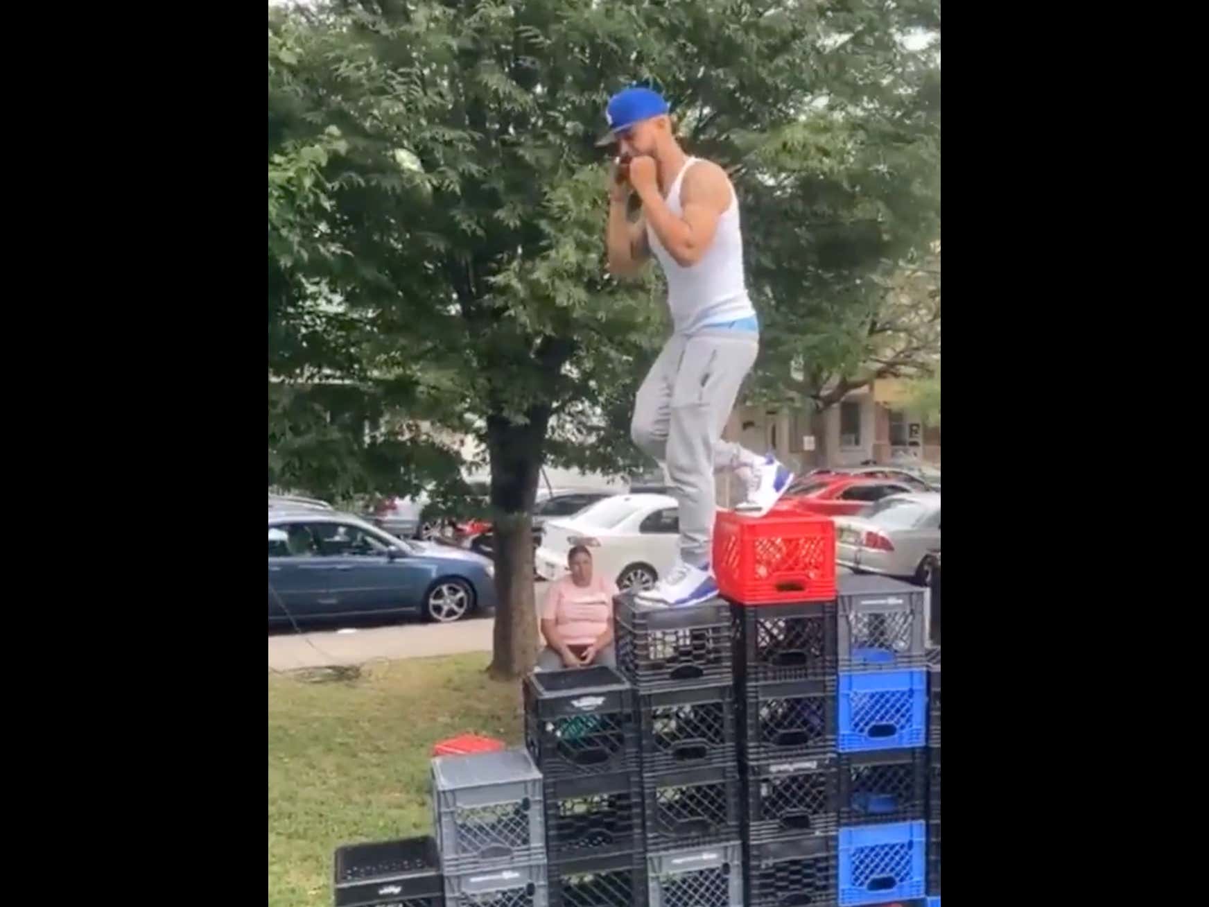 Rolling A Blunt While Completing The Milk Crate Challenge Puts White