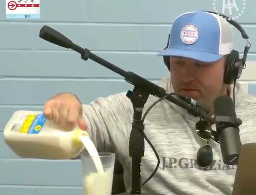 White Sox Dave Chugs A Half Gallon Of Milk 'OnAir' Just To Prove A Point Barstool Sports