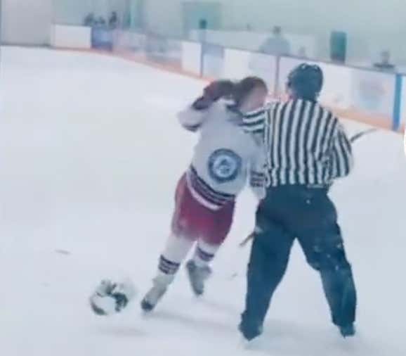 Fighting A Ref Is The Quickest Way To Free Up Your Schedule For The Rest Of Your Hockey Season/Career