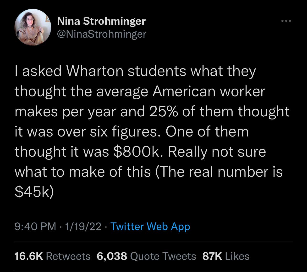 Wharton Students Were Asked What the Average American Makes and Their Answers Were ... Not Close