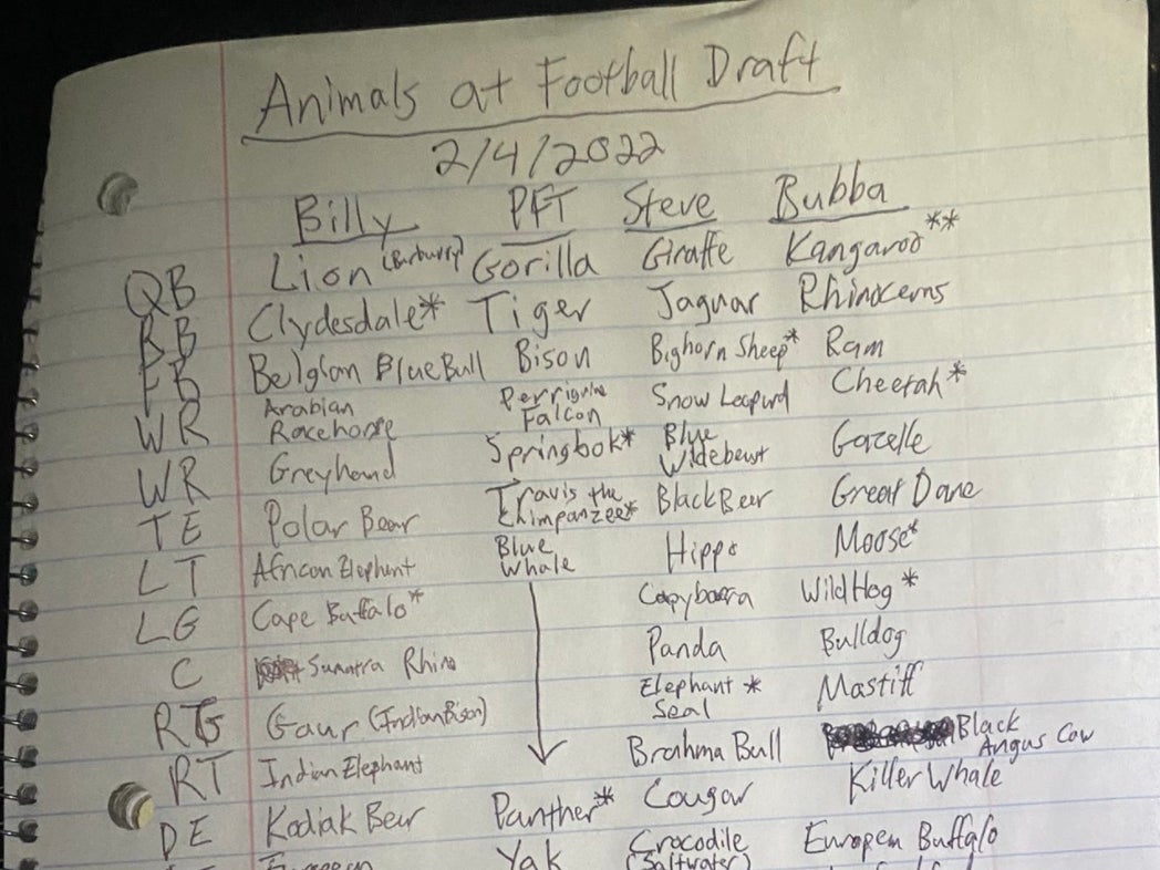 All-Animal Football Team Draft