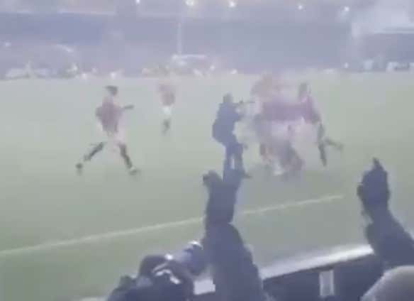 Leicester City Fan Runs On To The Field And Punches A Nottingham Forest Player Celebrating A Goal