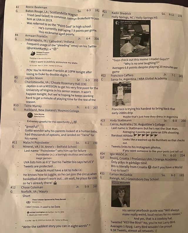 Duke's Student Section 'Cheer Sheet' Is the Most Cringe Thing You've Ever Seen