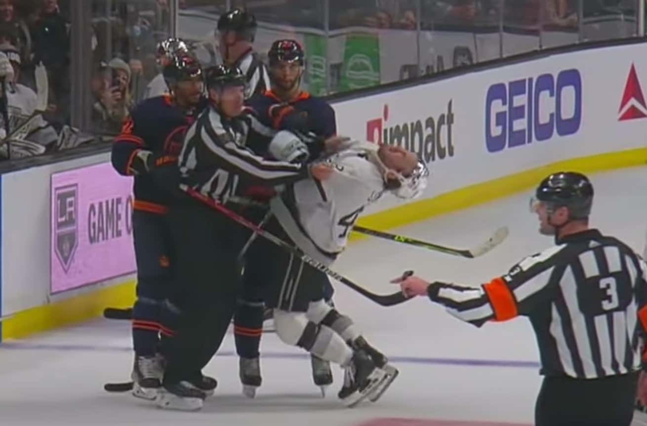 Brendan Lemieux Either Got Drilled In The Face With A Bazooka Or Took A Left Jab From Evander Kane. You Be The Judge