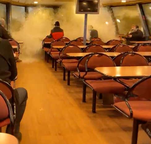 WILD Video Of A Wave Crashing Directly Through The Window Of A Passenger Ferry During The Middle Of A Storm