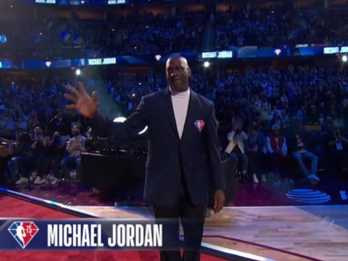 Michael Jordan Went From Watching His Team Nearly Win The Daytona 500 This Afternoon to Closing Out The NBA's All Time 75th Team Awards In Cleveland Tonight