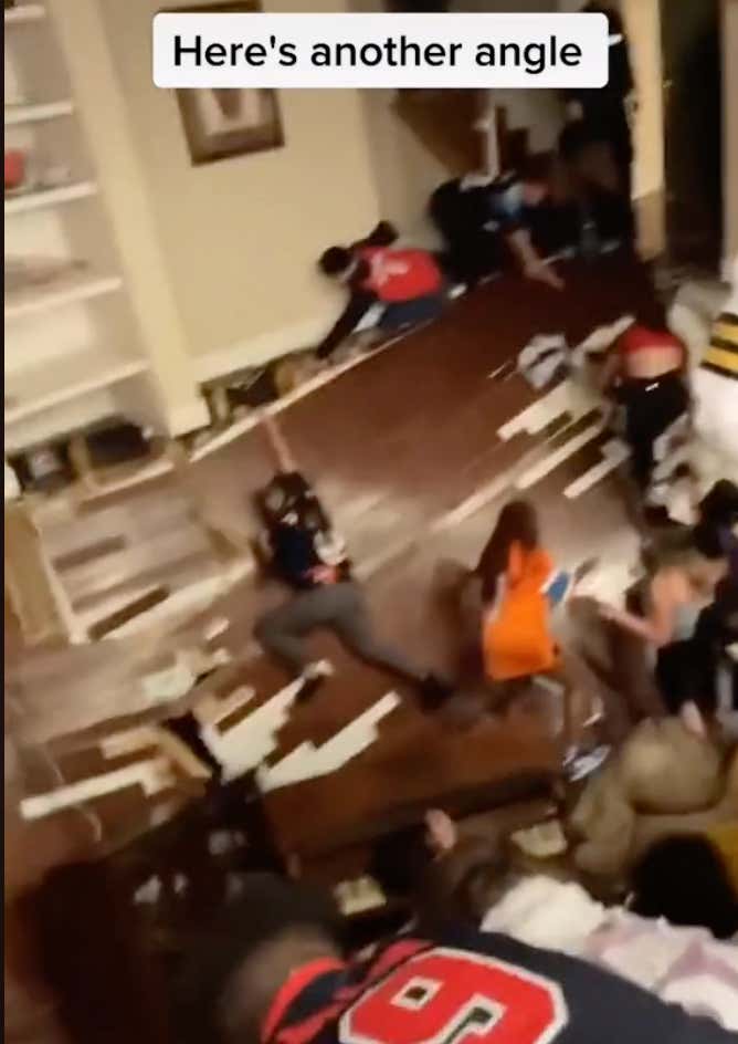 WATCH: Floor Collapses In The Middle Of A Massive House Party As Grandpa Sleeps In The Room Next Door