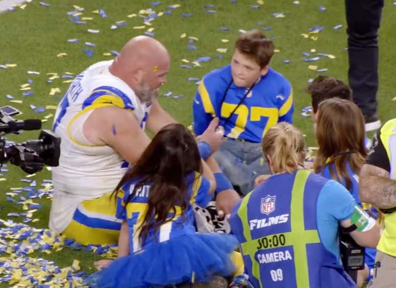 Watching Andrew Whitworth Tell His Kids That The Super Bowl Was His Last Football Game And He Will Be Around More As A Dad Is Cool As Hell