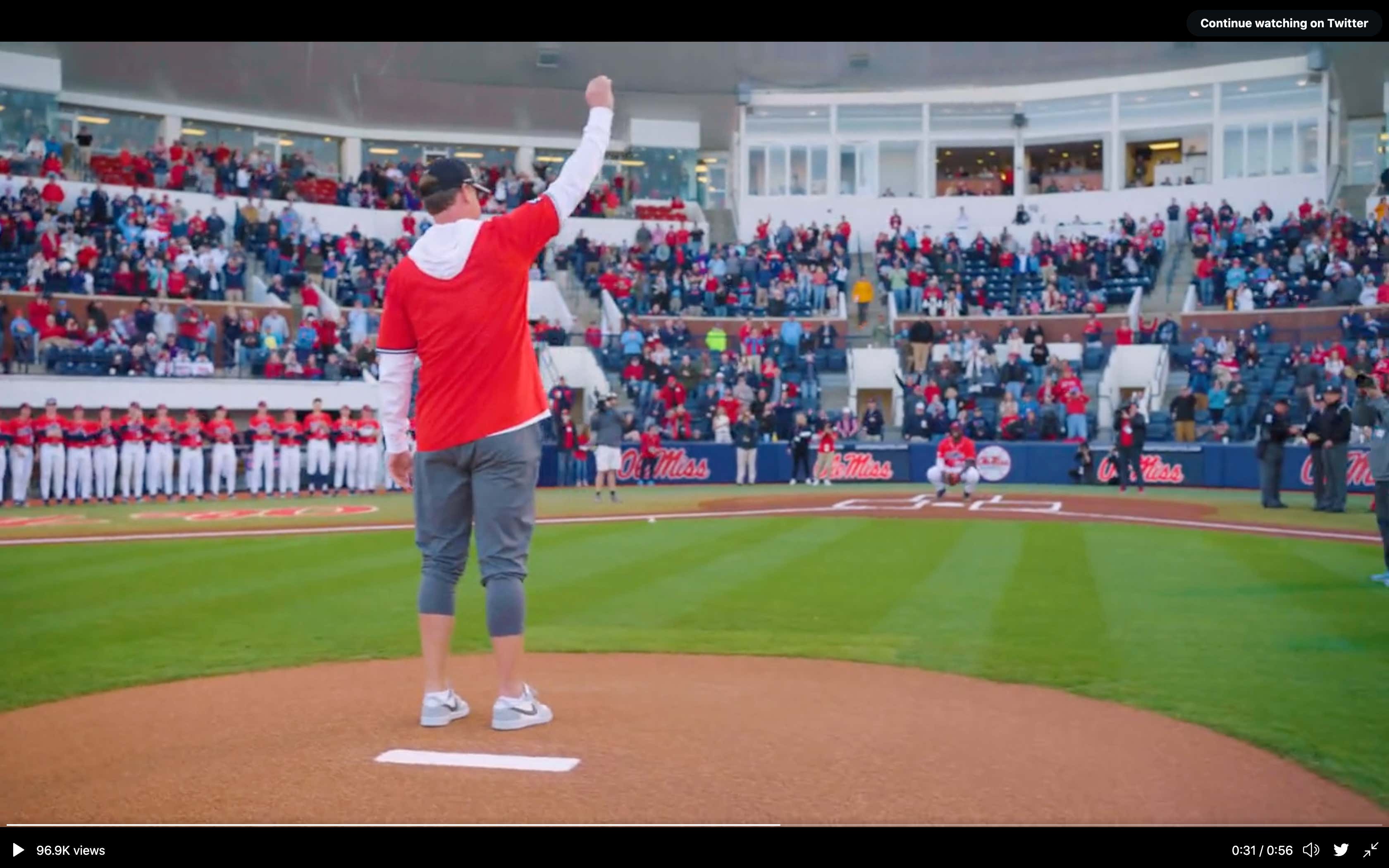 Lane Kiffin Threw Out The First Pitch At The Tennessee vs Ole Miss' Baseball Game And Opted To Use The Infamous Golf Ball