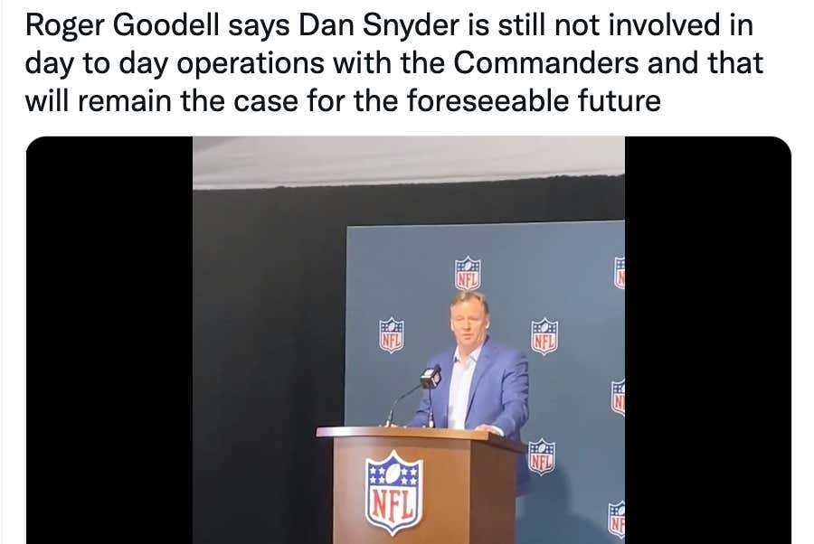Roger Goodell Stood At The Podium And Once Again Lied Through His Dirty, Rotten Teeth To Protect Dan Snyder