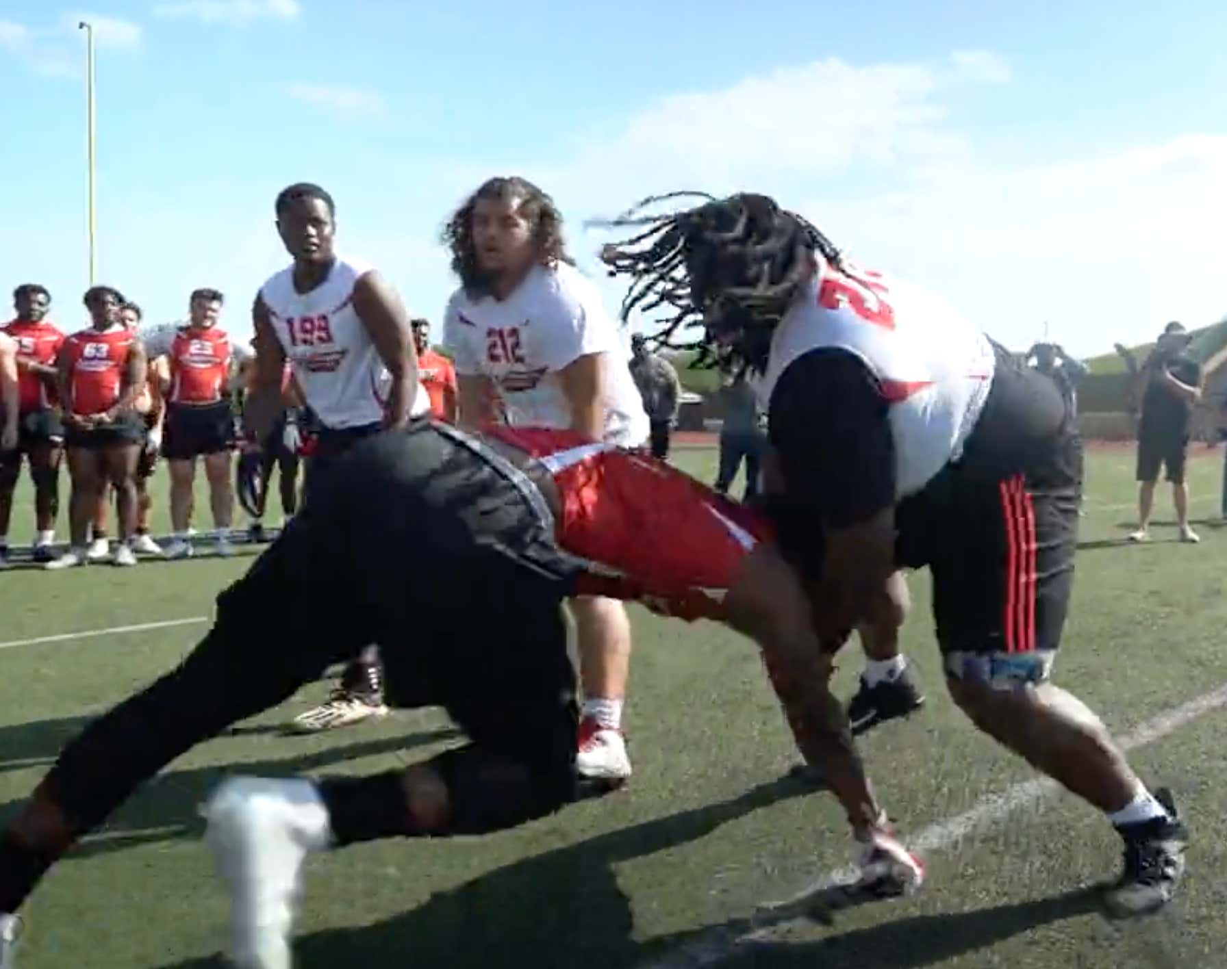 WATCH: This 6'5", 380-Pound OL Recruit Has Burst Onto the Scene After DESTROYING Kids at a Rivals Camp