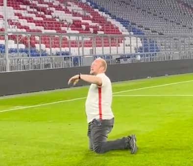 Nothing But Respect For This Drunk Fan Who Somehow Got On Bayern Munich's Field To Celebrate Them Losing In The Champions League