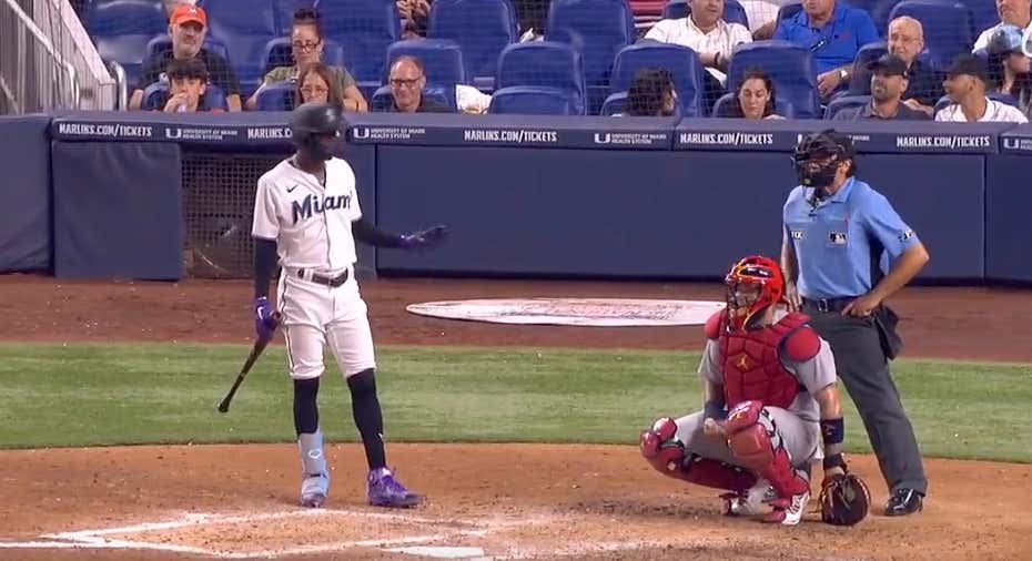 Umpire Phil Cuzzi Tried To Bully Jazz Chisholm Jr. To Get Back Into The Box....Chisholm Told Him To Chill And Then Proceeded To Murder The Next Ball He Saw