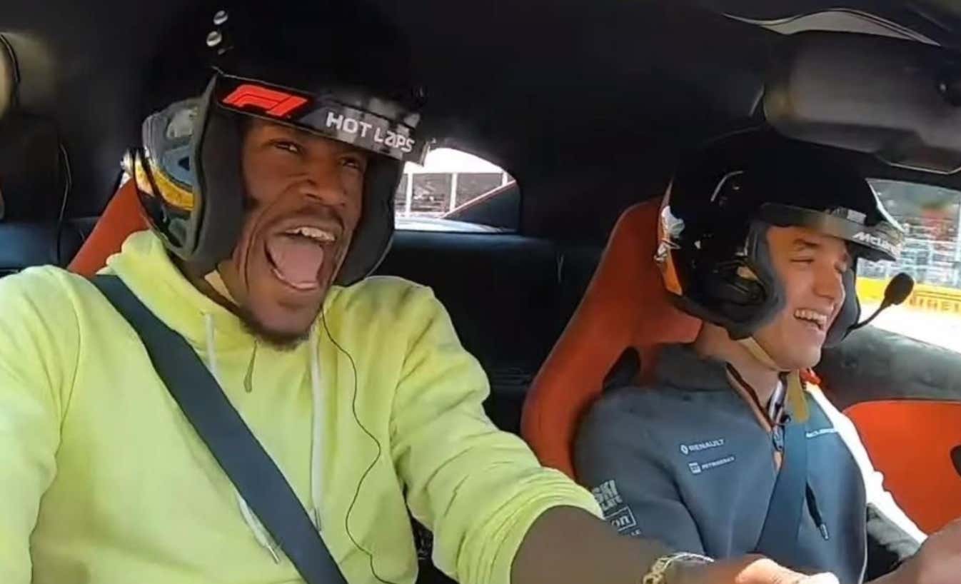 Watching Jimmy Butler Freak Out Riding With Lando Around An F1 Track Back in 2019 Is Too Funny