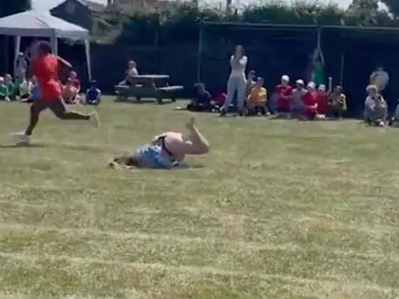 Falling During A Field Day Race At Your Kid's School And Flashing Your Thong To Their Entire Class Is A Parent's And Child's Worst Nightmare