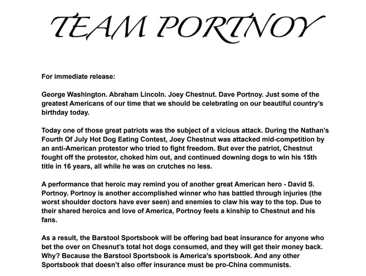 For Immediate Release The Barstool Sportsbook Is America’s Sportsbook