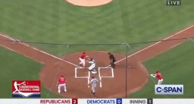 WATCH: We Had An All-Time Home Plate Collision During the Congressional Baseball Game