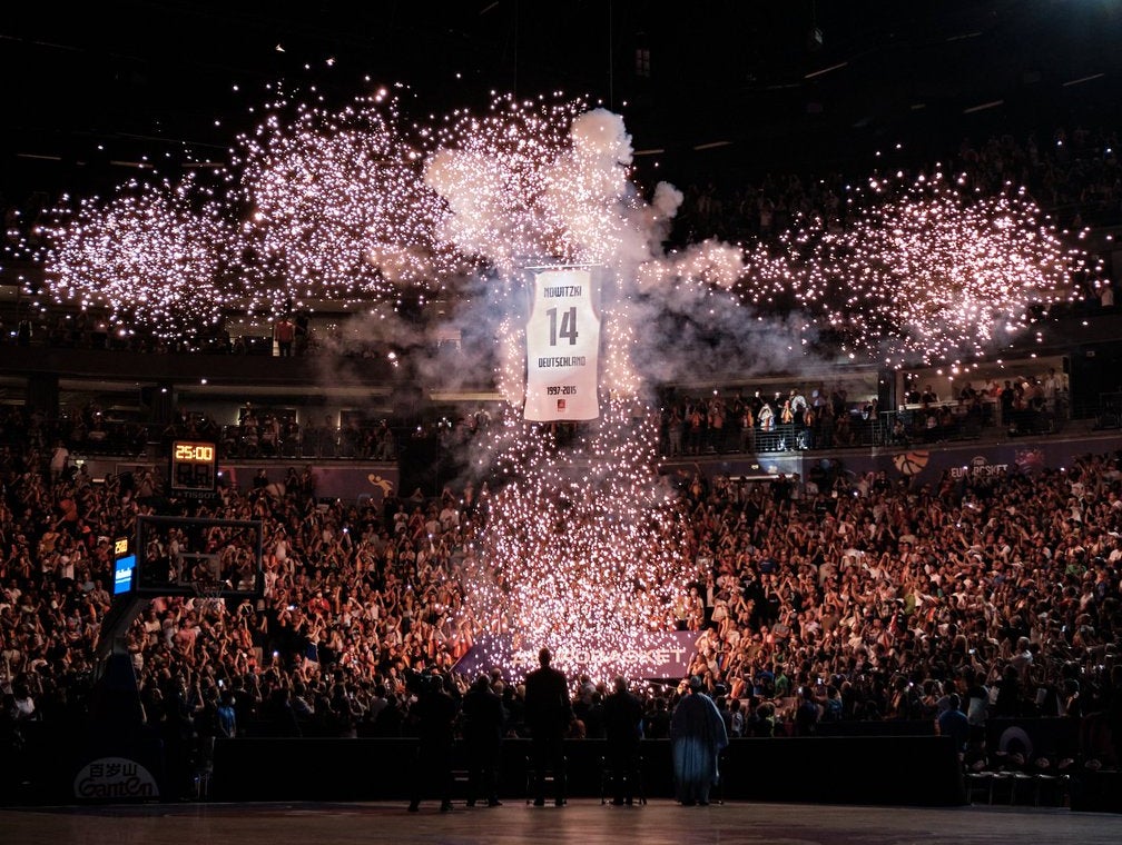 The Fireworks During Dirk Nowitzki's Jersey Retirement In Germany Needs To Become The Standard In The NBA When Honoring A Legend