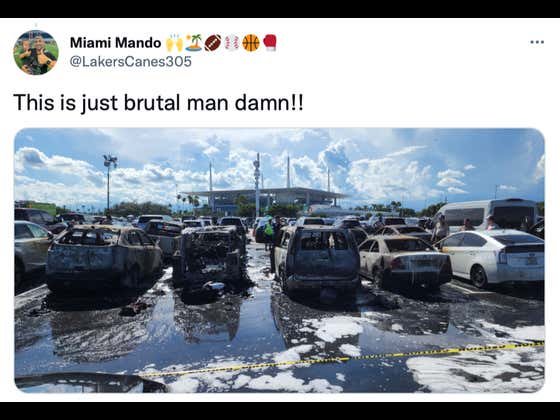 11 Cars Burn To A Crisp Outside Hard Rock Stadium After Someone Puts Grill In Trunk
