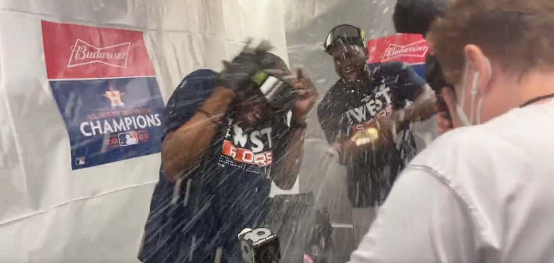 Dusty Baker Getting Doused With Beers And Champagne While Screaming At The Top Of His Lungs Was The Highlight Of The Astros Division Clinching Celebration