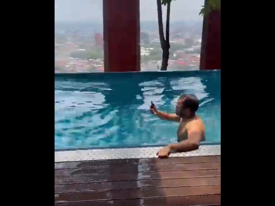 Video: 7.7 Earthquake Doesn't Stop Man From Chilling In Penthouse Pool