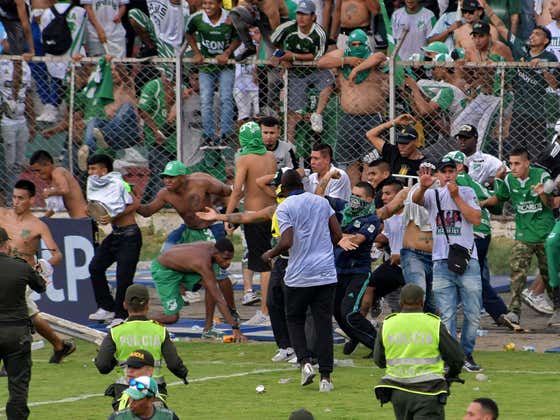 Crazy Ass Scene As 1,400 Colombian Soccer Fans Invaded The Field And Attacked Their Own Team Because They Keep Losing