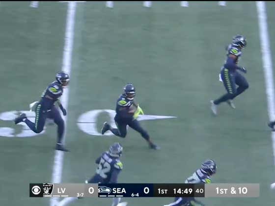 Can't Stop Watching Seahawks Linebacker Darrell Taylor Run Onto The Field From The Sidelines Thinking The Play Was Over And Then Throwing a Block