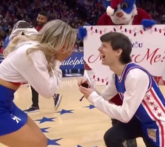 Smokeshow Sixers Dancer Gets Proposed To By Her Boyfriend During The Game Only To Have The Entire Internet Rip Him To Shreds For Not Being In Her League