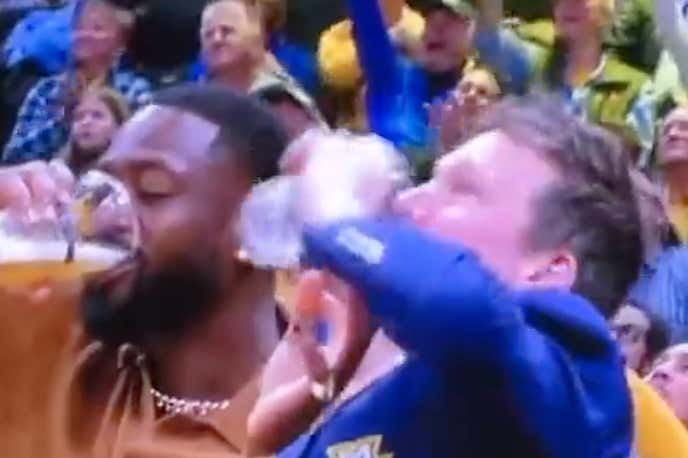 Sad: Dwyane Wade Couldn't Even Come Close To Finishing His Beer During A Chugging Contest At The Marquette Game Last Night