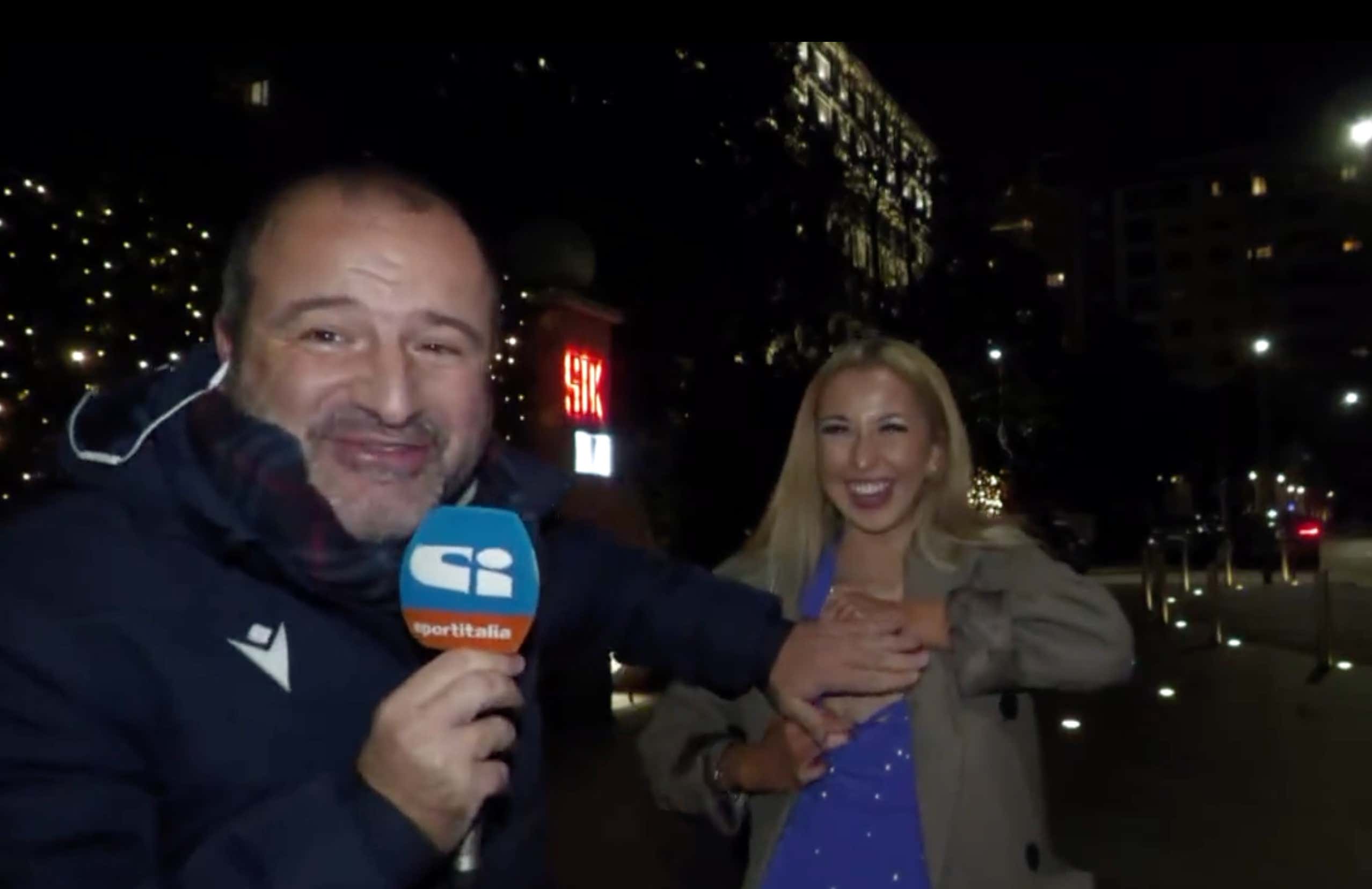 Chivalry Is Alive! A Reporter Covered Up The Boobs Of A Woman Trying To Show Off Her Soccer Tattoo On Live TV