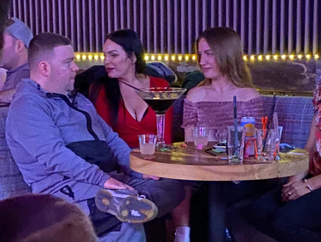 This Pic Of Jeff Nadu At A Table Full Of Broads With A Martini Glass